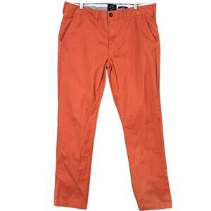 Ben Sherman Chino pant Men's 36x32 Slim Fit Flat Front Stretch Salmon.